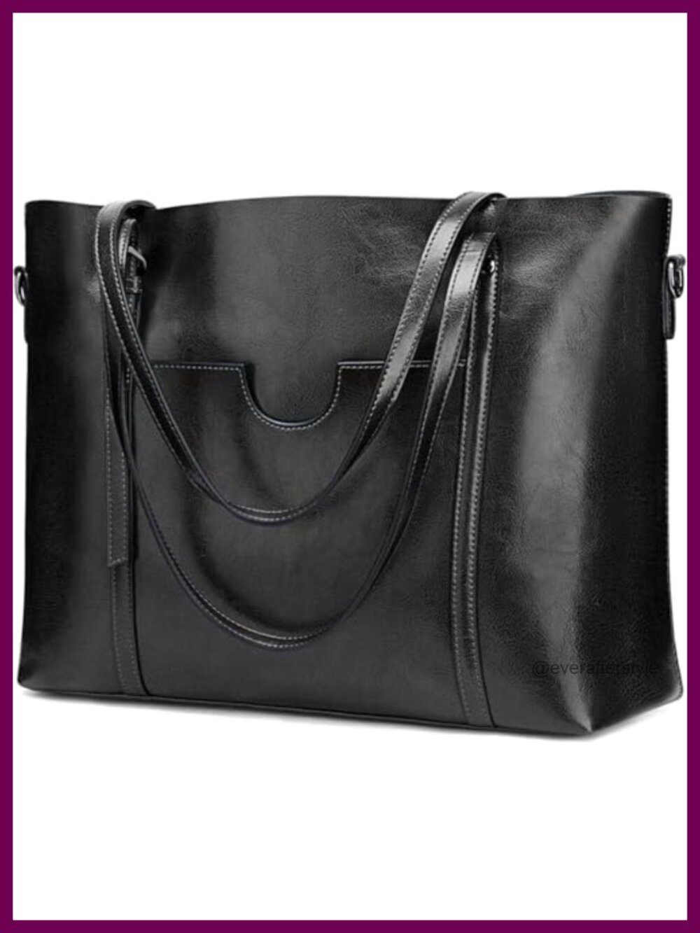 Leather Tote Bag for Women Large Work Shoulder Bag with Zipper 14 Inch Laptop